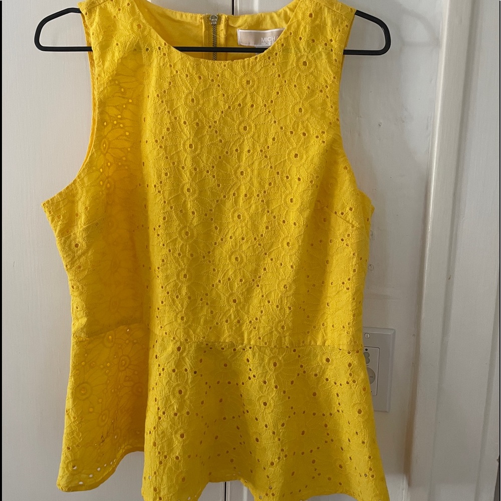 Yellow eyelet sleeveless Michael Kors blouse